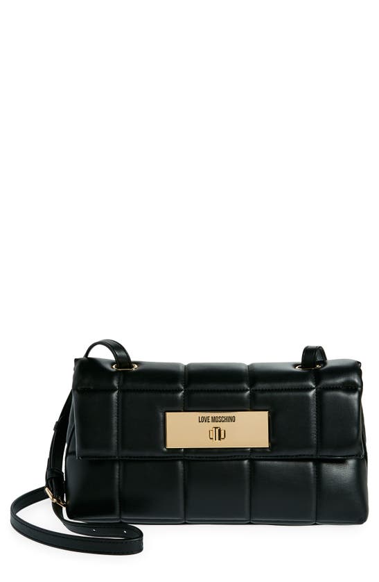Love Moschino Borsa Quilted Faux Leather Shoulder Bag In Black