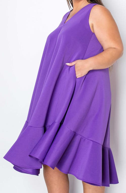 Shop L I V D Simone Pocket Stretch Sleeveless A-line Dress In Purple