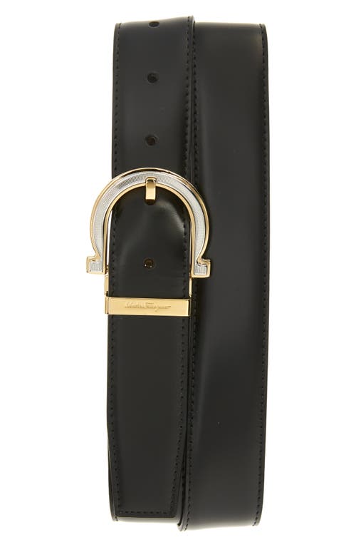 FERRAGAMO Gancio Reversible Leather Belt Nero Hickory at Nordstrom,