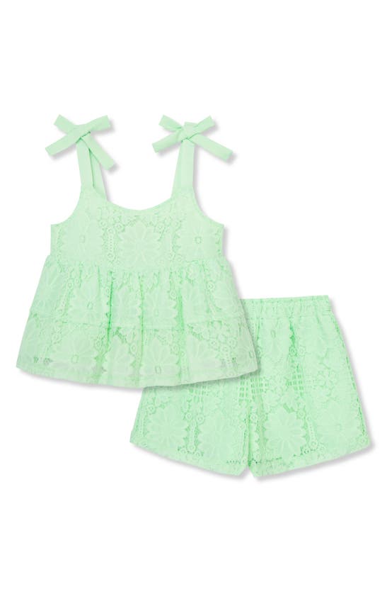 Shop Peek Aren't You Curious Kids' Lace Tunic Tank & Shorts Set In Green