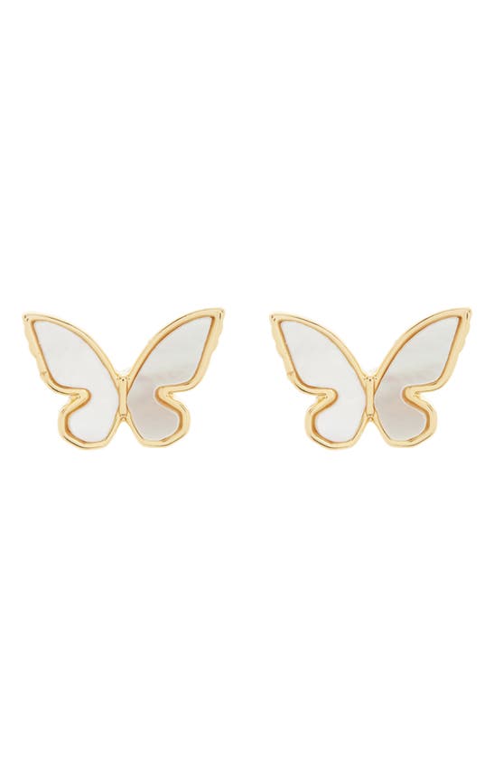 Kate Spade Butterfly Stud Earrings In Cream/ Gold