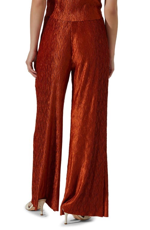 Shop Astr The Label Plissé Wide Leg Pants In Rust