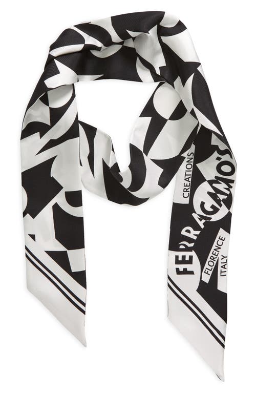 Shop Ferragamo Abstract Silk Scarf In Black/white