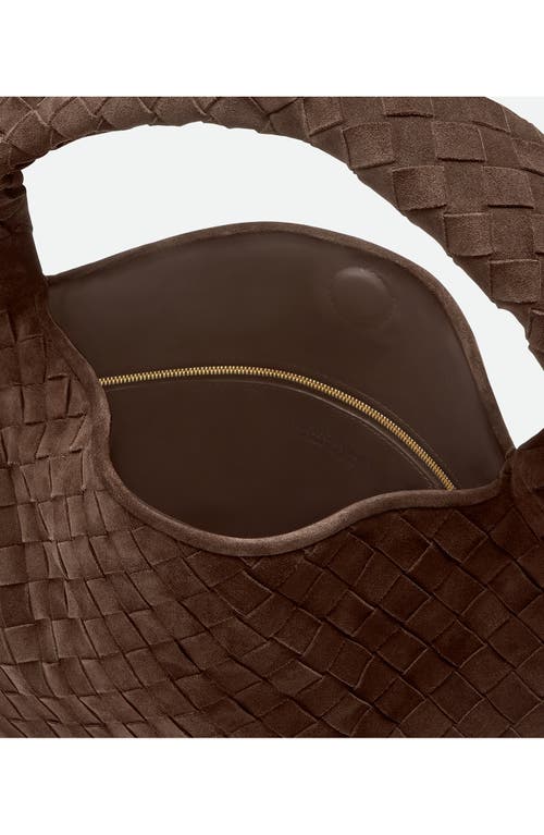 Bottega Veneta Small Hop Intrecciato Suede Hobo Bag In 2190 Fondant-m Brass