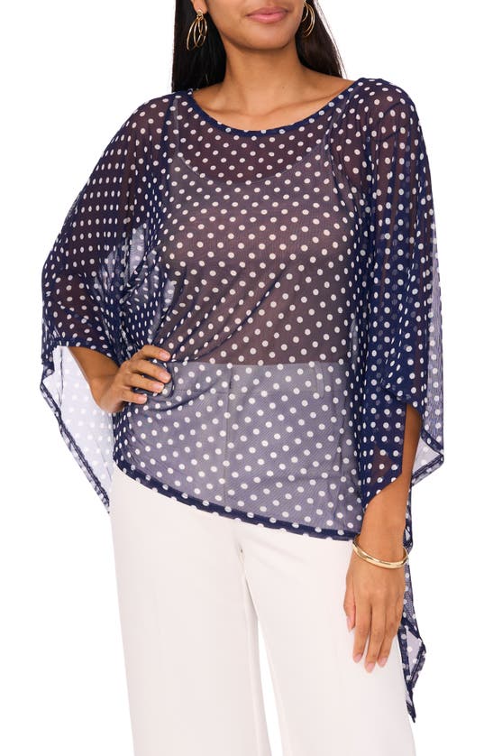 Shop Chaus Dot High-low Tunic Top In Navy/ White