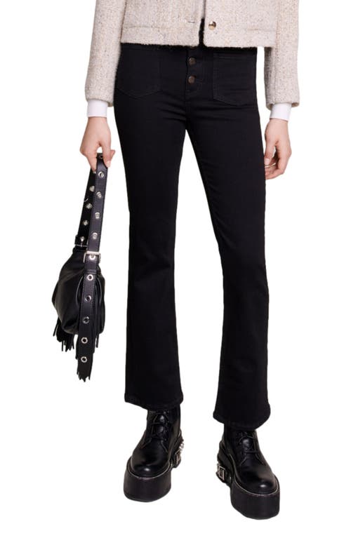 maje Passion Exposed Button Fly Ankle Jeans Black at Nordstrom,