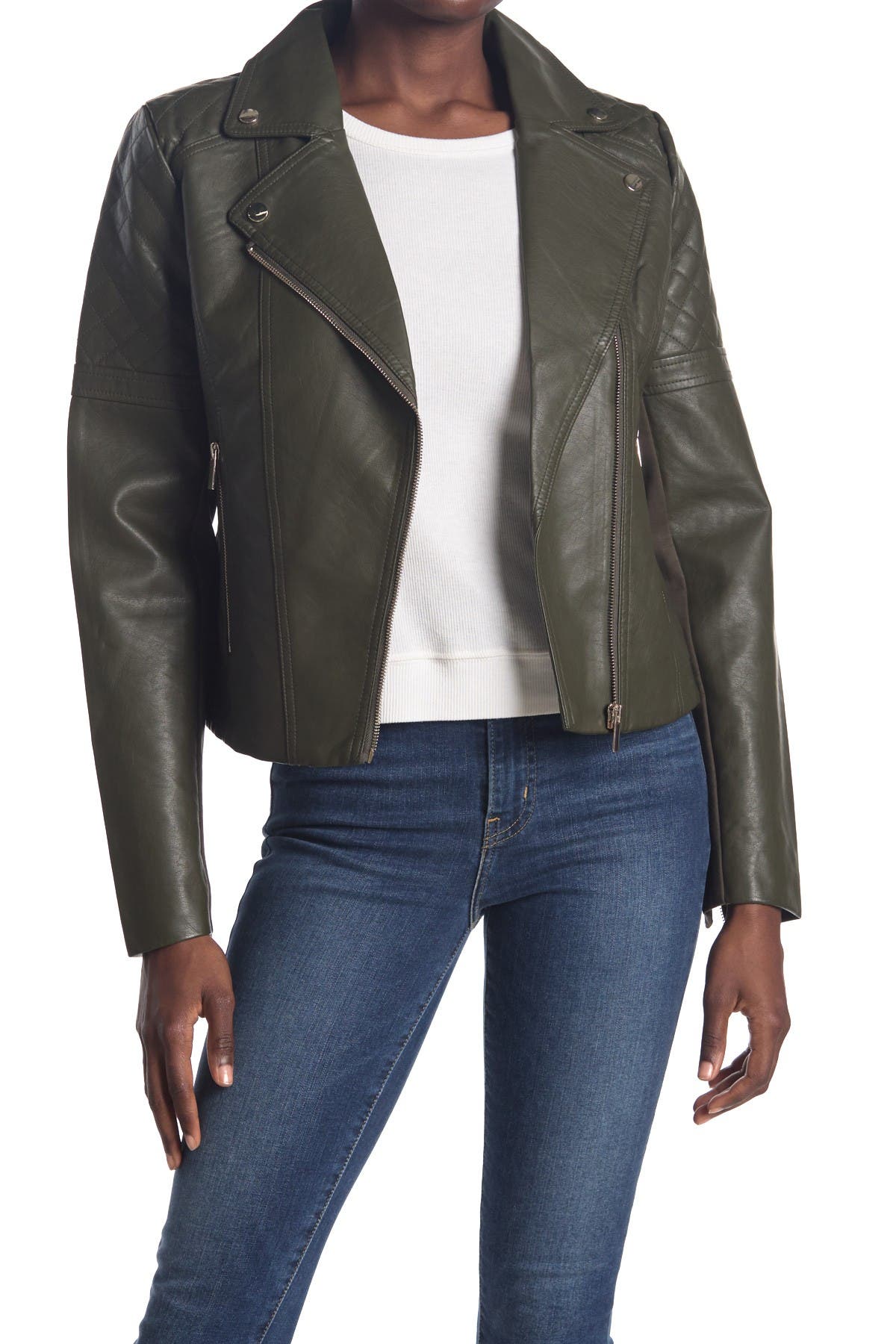 RAMISU Womens Outerwear Faux Leather Jacket Lined in Thick Faux Fur Winter Coat Street Casual Moto Style