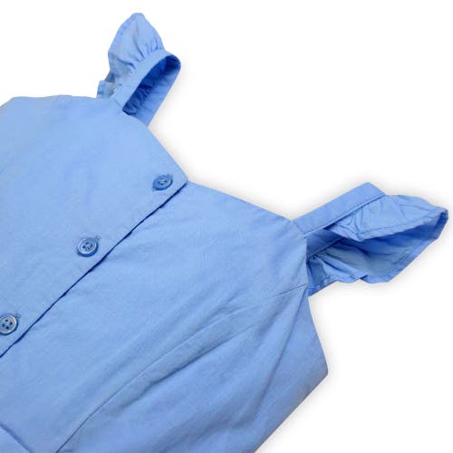 Hope & Henry Baby Girls' Flutter Button Front Romper, Infant In Cornflower Blue