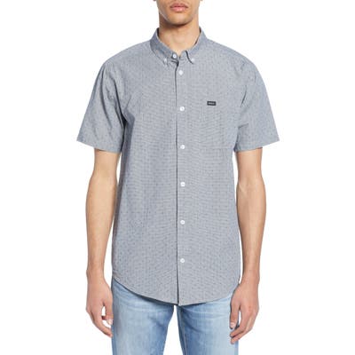 Rvca Thatll Do Dobby Short Sleeve Slim Fit Shirt, Blue