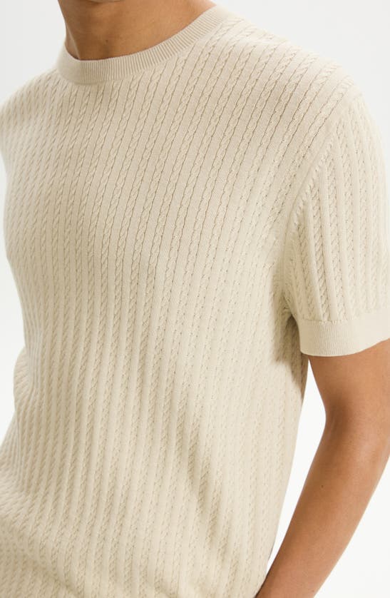 THEORY THEORY CABLE SHORT SLEEVE COTTON BLEND SWEATER