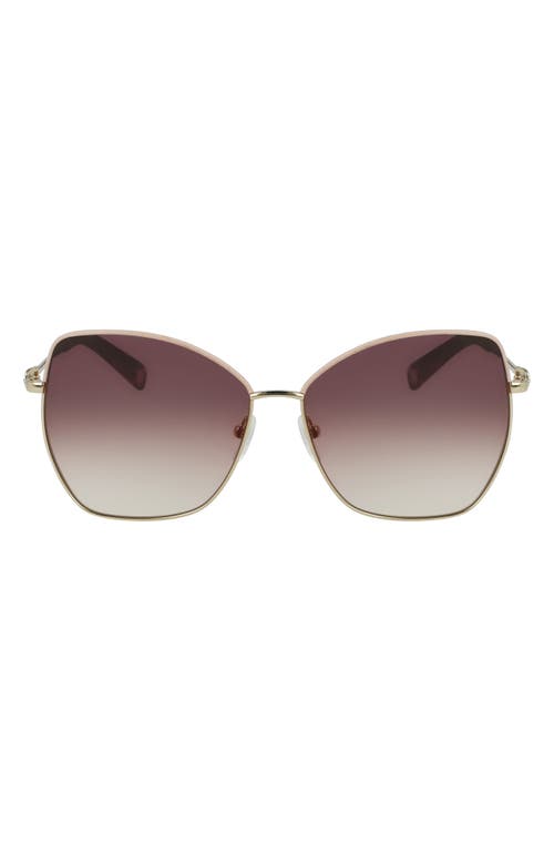 Longchamp Amazone 60mm Gradient Butterfly Sunglasses in Rose Gold /brown Peach at Nordstrom