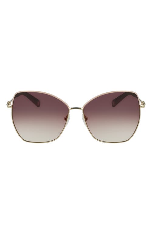 Shop Longchamp Amazone 60mm Gradient Butterfly Sunglasses In Rose Gold/brown Peach