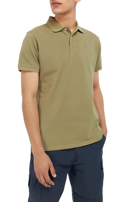 Barbour Washed Sports Cotton Polo In Bleached Olive