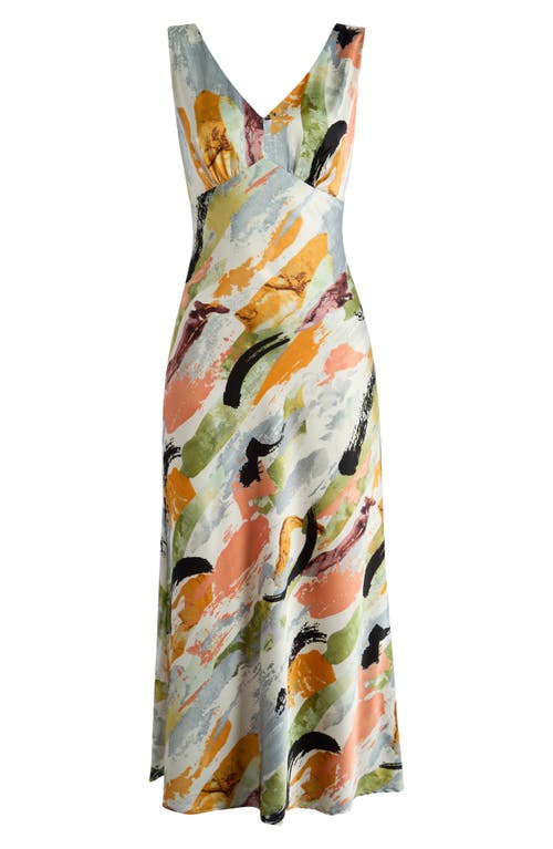 Shop Mila Mae Abstract Floral Maxi Dress In Abstract Multi Colored