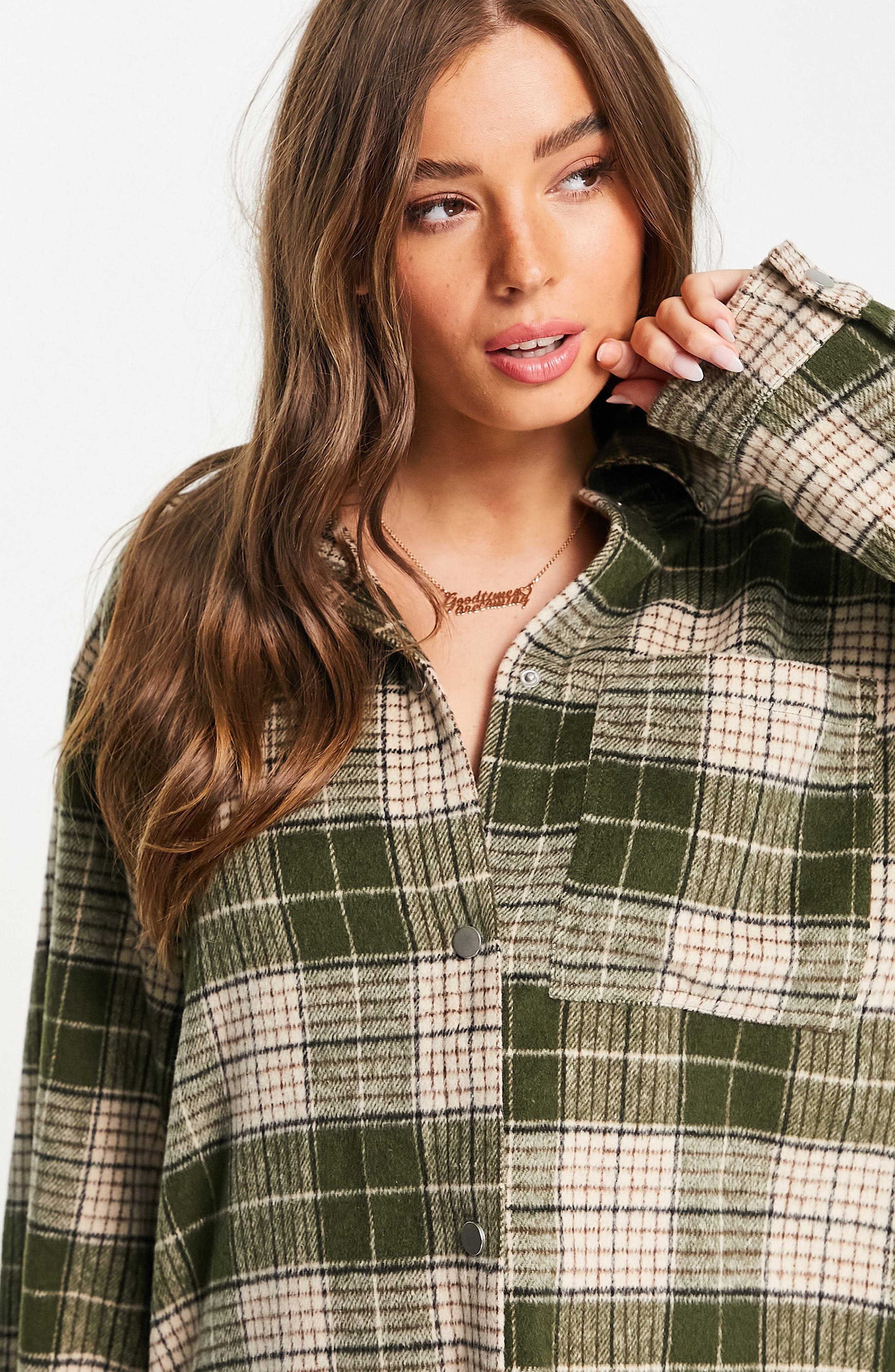 topshop check shacket