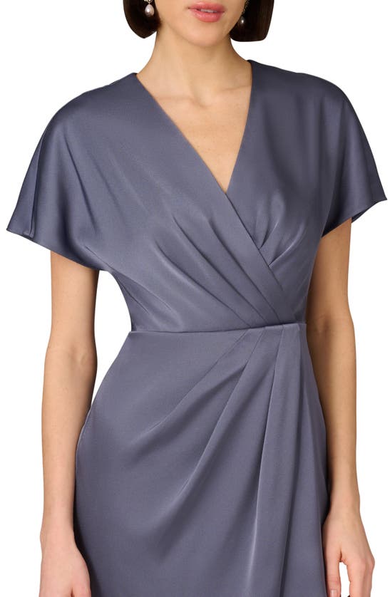 Shop Aidan Mattox By Adrianna Papell Pleat Front Crepe Back Satin Cocktail Dress In Stormy Sky