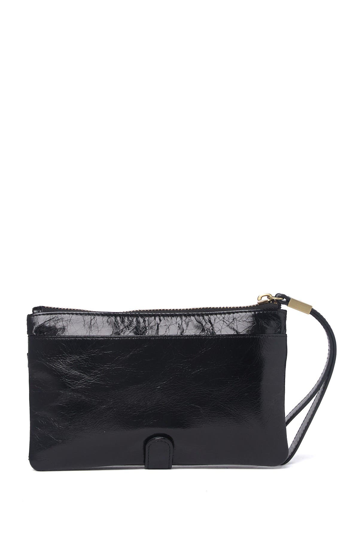 white leather wristlet