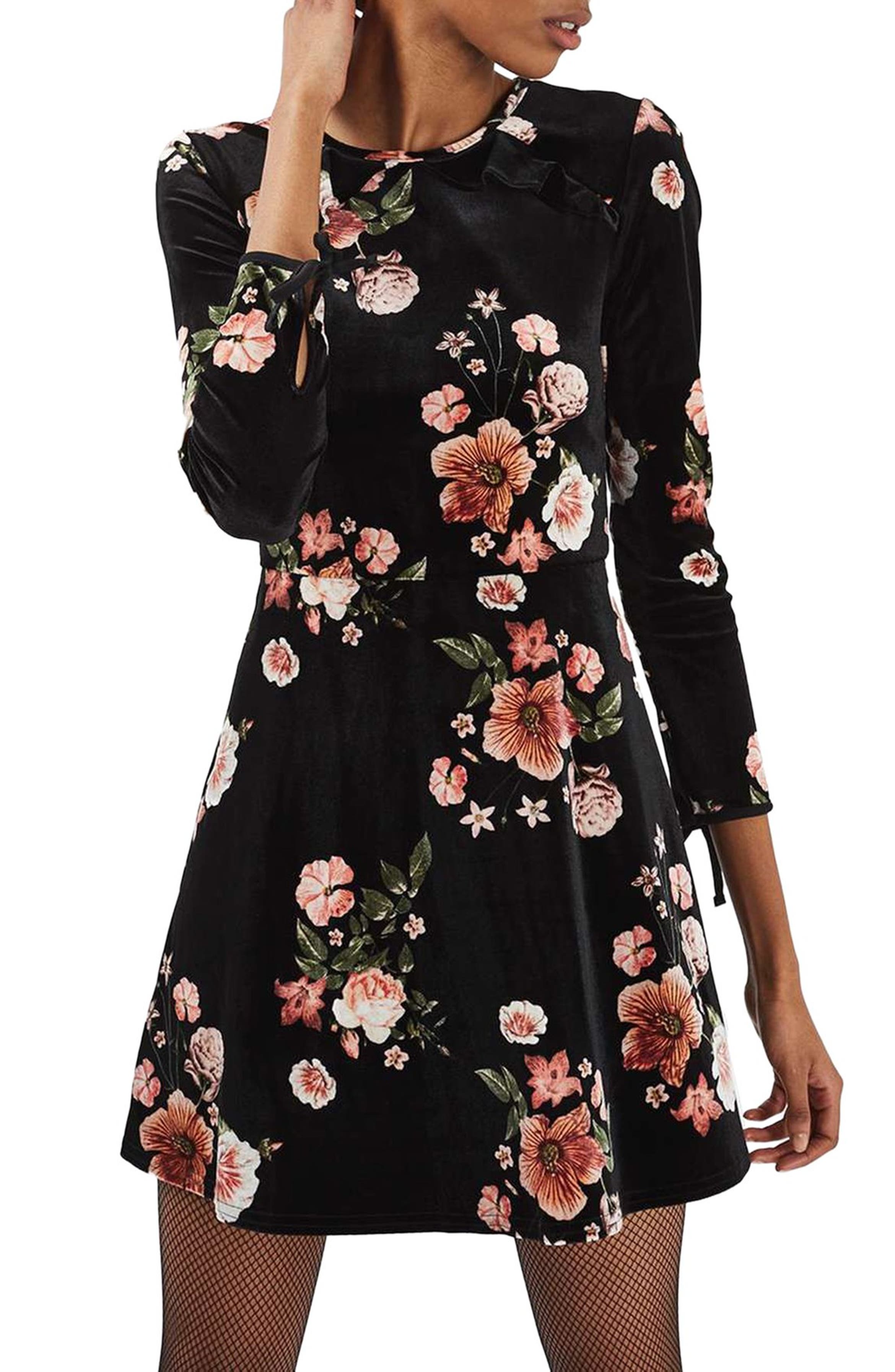 Topshop Floral Velvet Dress | Nordstrom