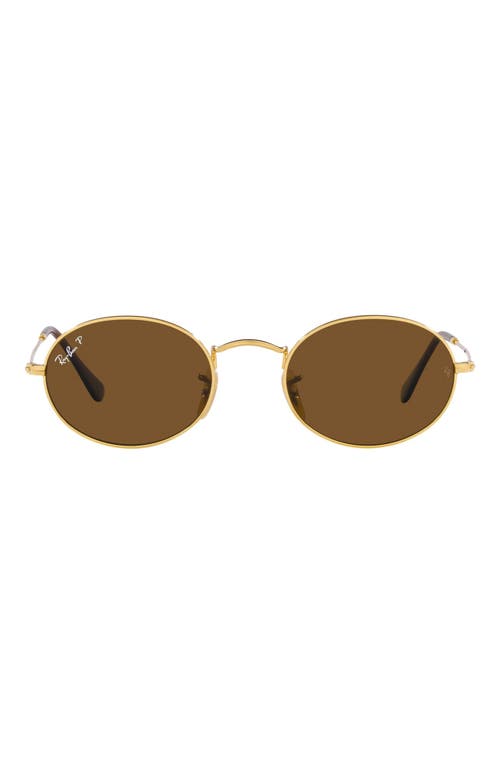 Ray-Ban 54mm Oval Metal Sunglasses in Gold Flash