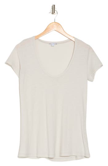 James Perse Deep V-neck T-shirt In White