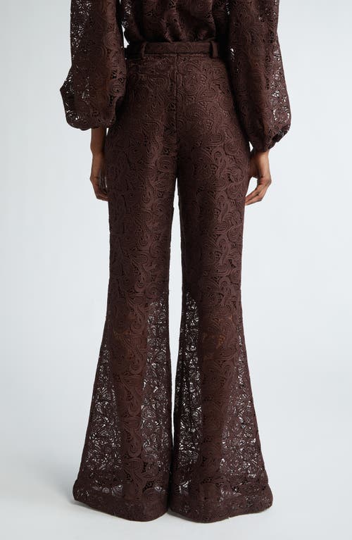 ZIMMERMANN ZIMMERMANN ILLUSTRATION BELTED LACE FLARE PANTS 