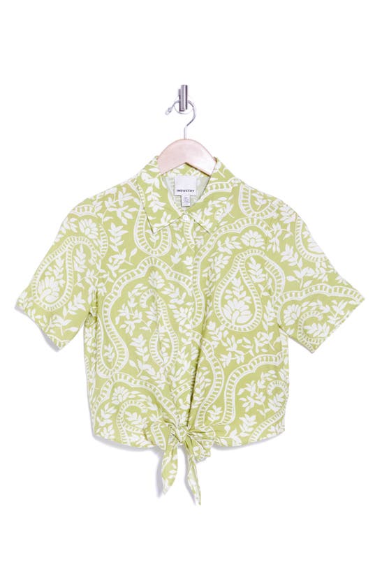 Shop Industry Republic Clothing Paisley Crop Button-up Shirt In Magnified Paisley