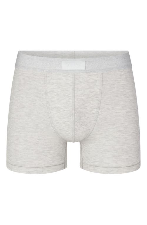 Shop Skims 3-inch Cotton & Modal Blend Boxer Briefs In Light Heather Grey