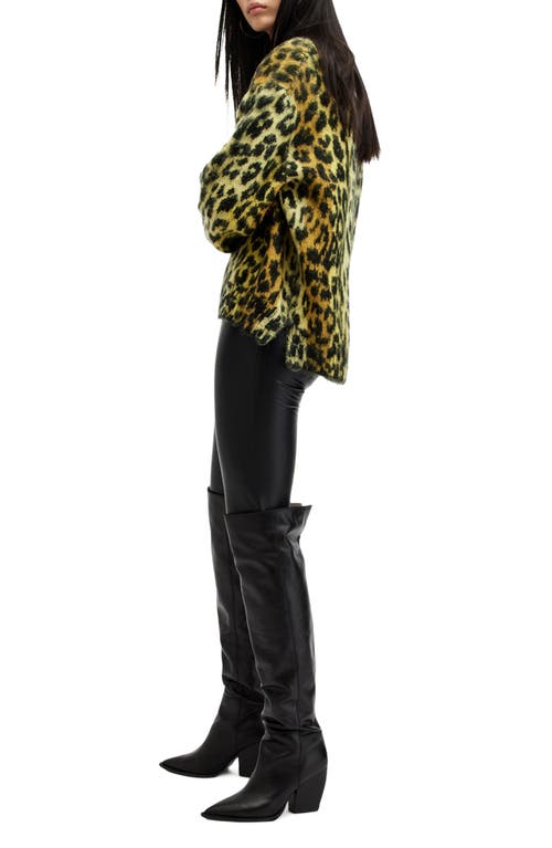 Shop Allsaints Lex Leopard Print Sweater In Electric Yellow