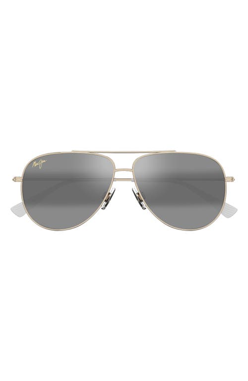 Maui Jim Hauoli Xl 62mm Polarized Oversize Aviator Sunglasses In Gold/neutral Grey