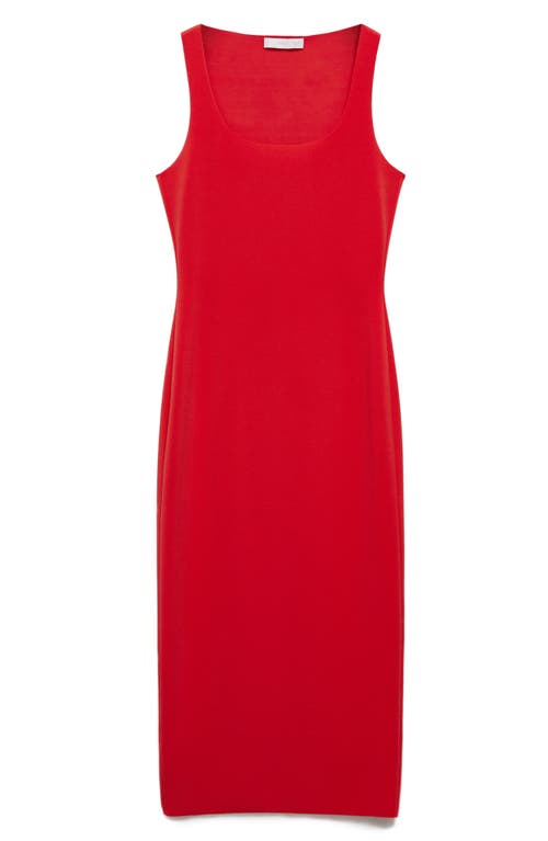 Shop Mango Square Neck Stretch Tank Dress In Coral Red