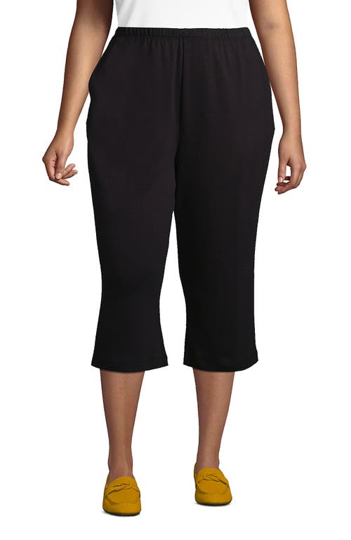 Lands' End Plus Size Sport Knit High Rise Elastic Waist Capri Pants In Black