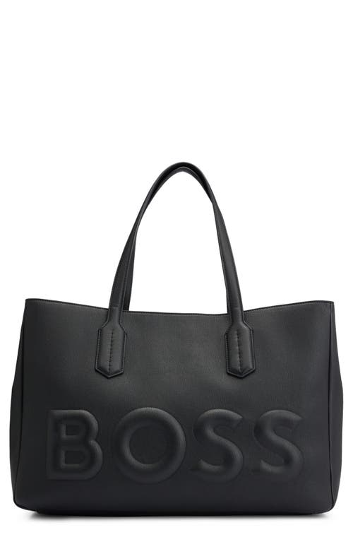 Olivia Faux Leather Tote in Black