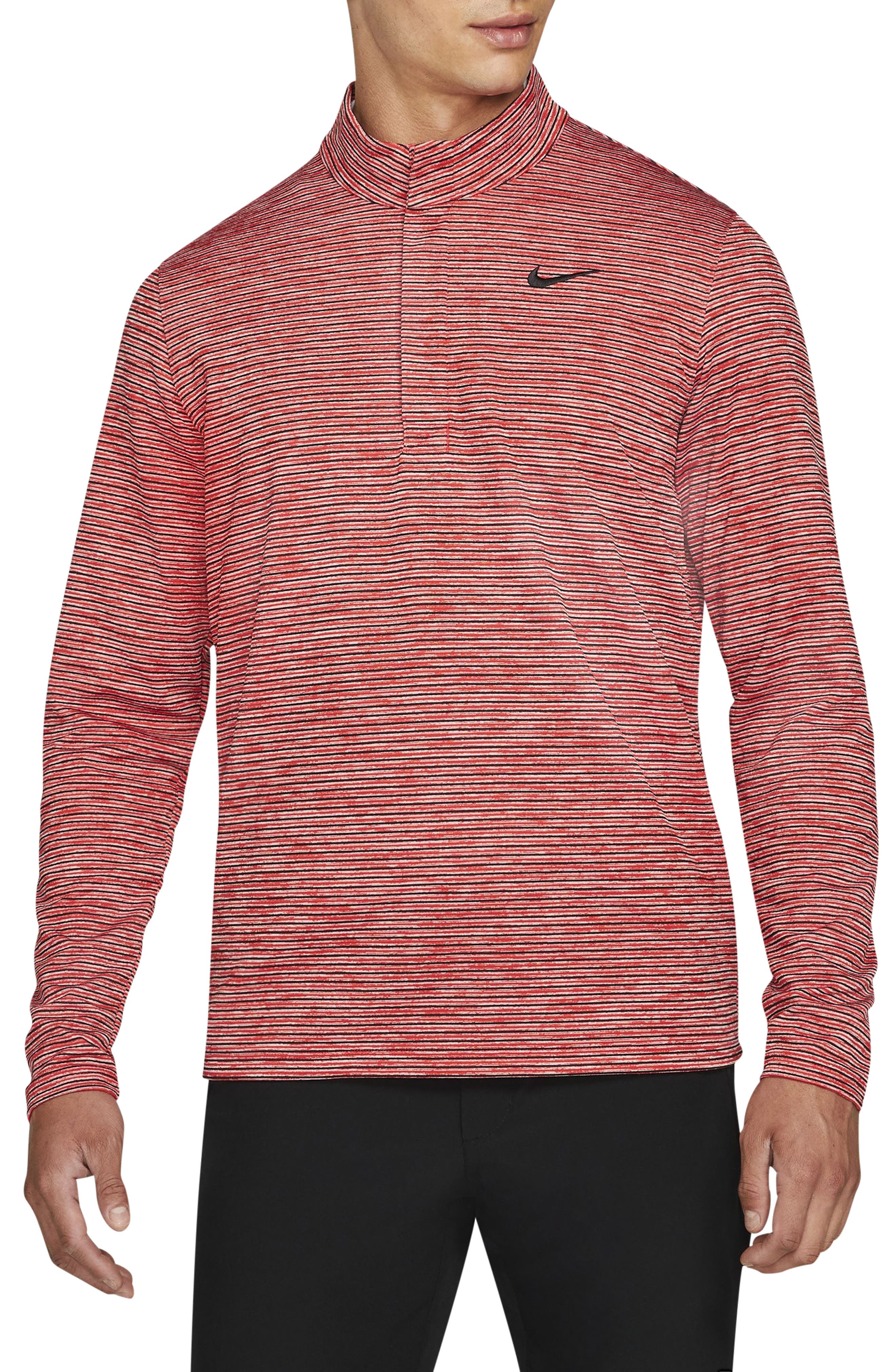 red quarter zip pullover
