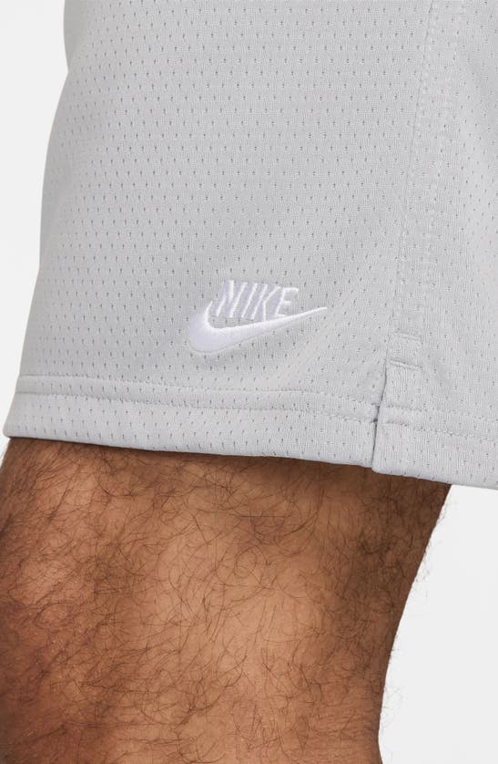 Shop Nike Club Flow Mesh Athletic Shorts In Light Smoke Grey/ White