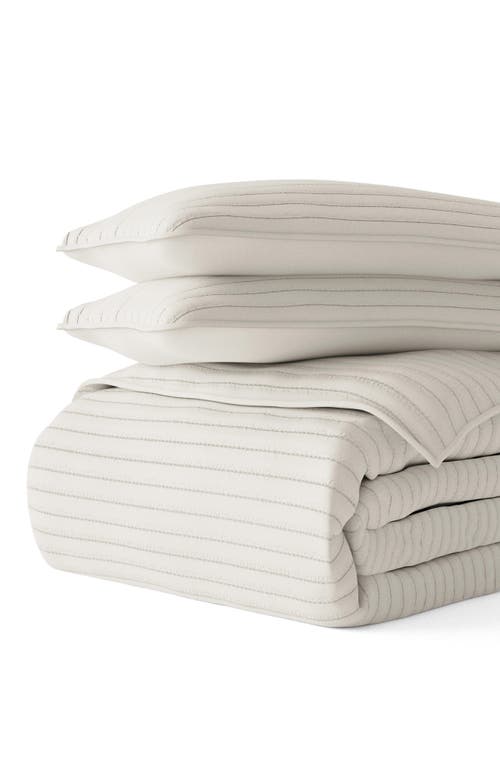 Homespun Stripe Stitch Quilt Set In Natural