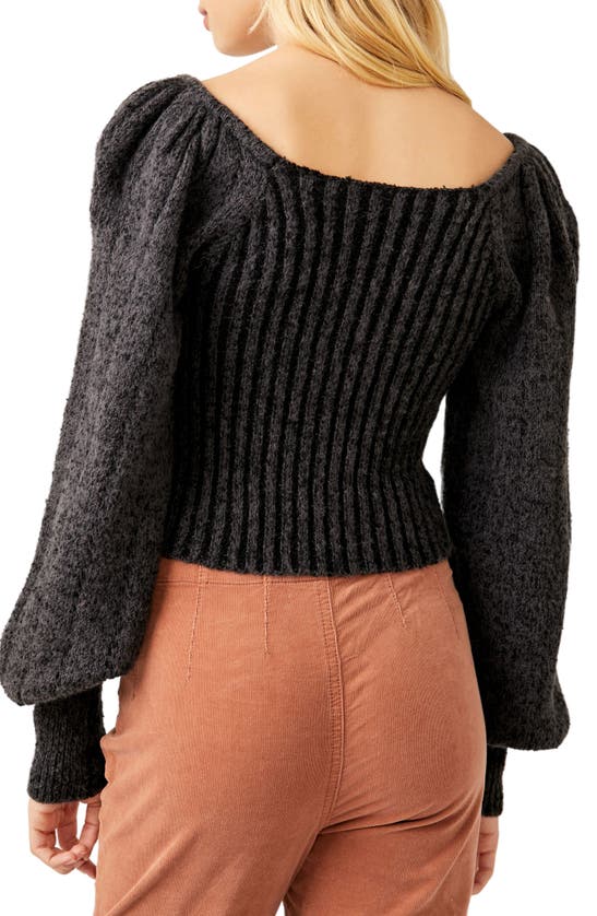 Shop Free People Katie Mix Stitch Square Neck Sweater In Black Combo