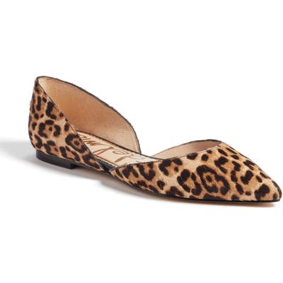 Sam Edelman Rodney Pointy Toe Genuine Calf Hair Flat, Beige