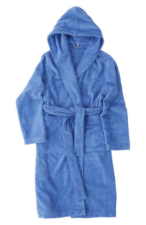 Tekla Organic Cotton Hooded Bathrobe in Clear Blue