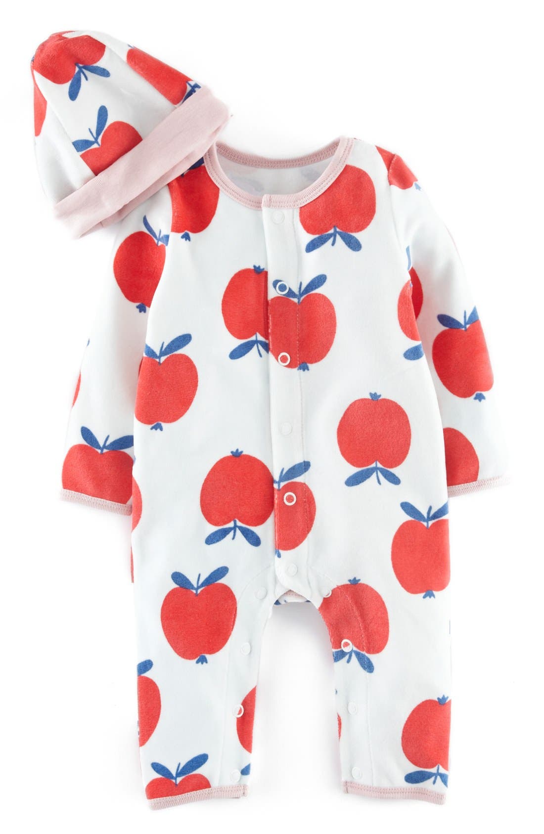 Mini Boden Velour Romper & Hat (Baby Girls) Nordstrom