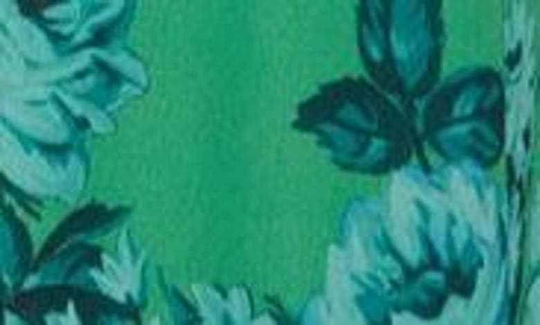 Asos Design Edition Floral V-back Long Sleeve Dress In Green Multi