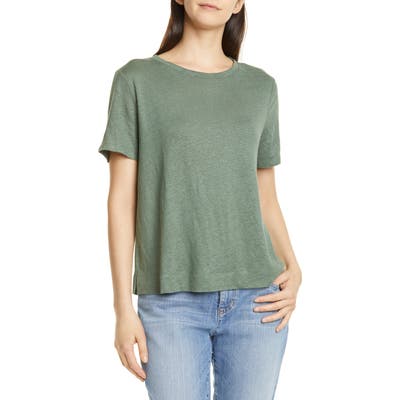 Eileen Fisher Crewneck Organic Linen Tee, Green