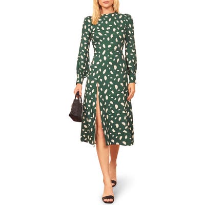 Reformation Creed Floral Print Dress, Green