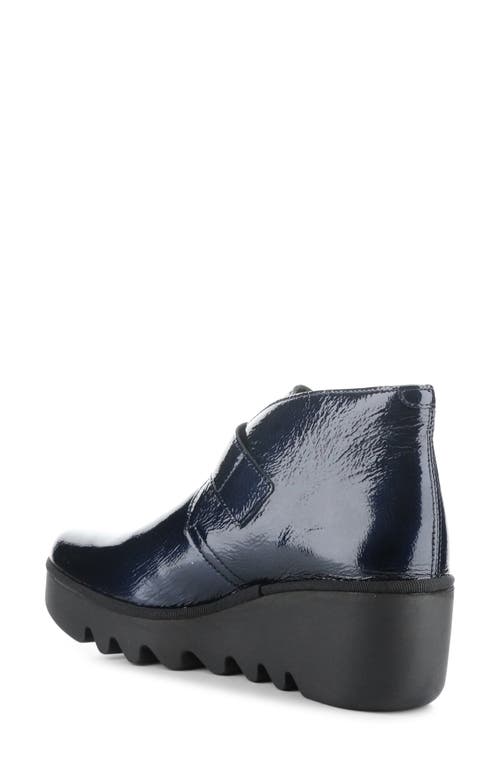 Shop Fly London Brit Wedge Bootie In Navy Rock