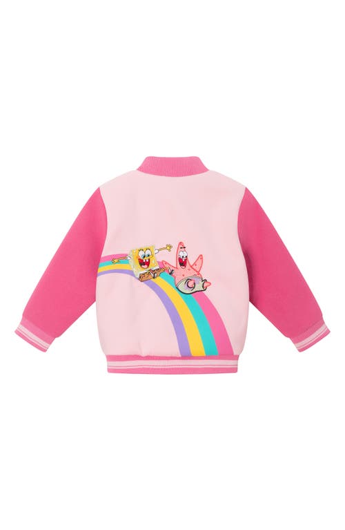 Shop Andy & Evan Kids' Spongebob® Embroidered Colorblock Bomber Jacket In Pink