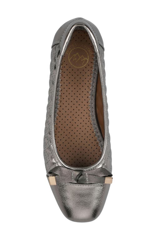 Cliffs By White Mountain Bocah Cap Toe Ballet Flat In Pewter Metallic Smooth