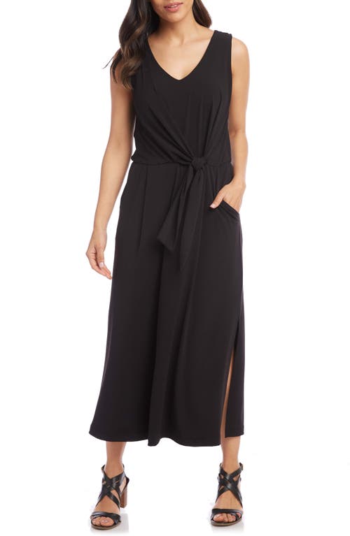 Karen Kane Sleeveless Tie Front Midi Dress Black at Nordstrom,