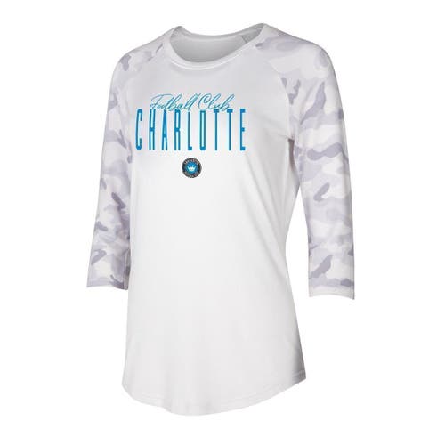 Women's Concepts Sport White/Gray Charlotte FC Composite 3/4-Sleeve Raglan Top