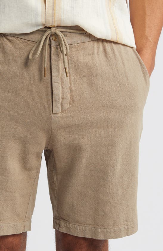 Shop Rails Archer Flat Front Cotton & Linen Shorts In Barley