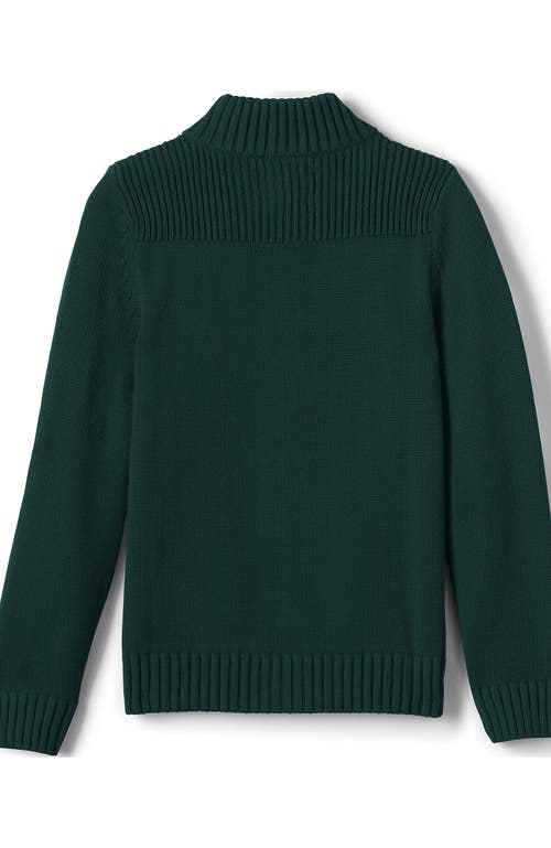 Shop Lands' End School Uniform Boys Cotton Modal Zip Front Cardigan Sweater In Evergreen