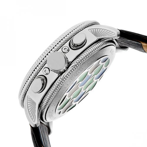 Heritor Automatic Semi-skeleton Leather-band Watch In Silver/white